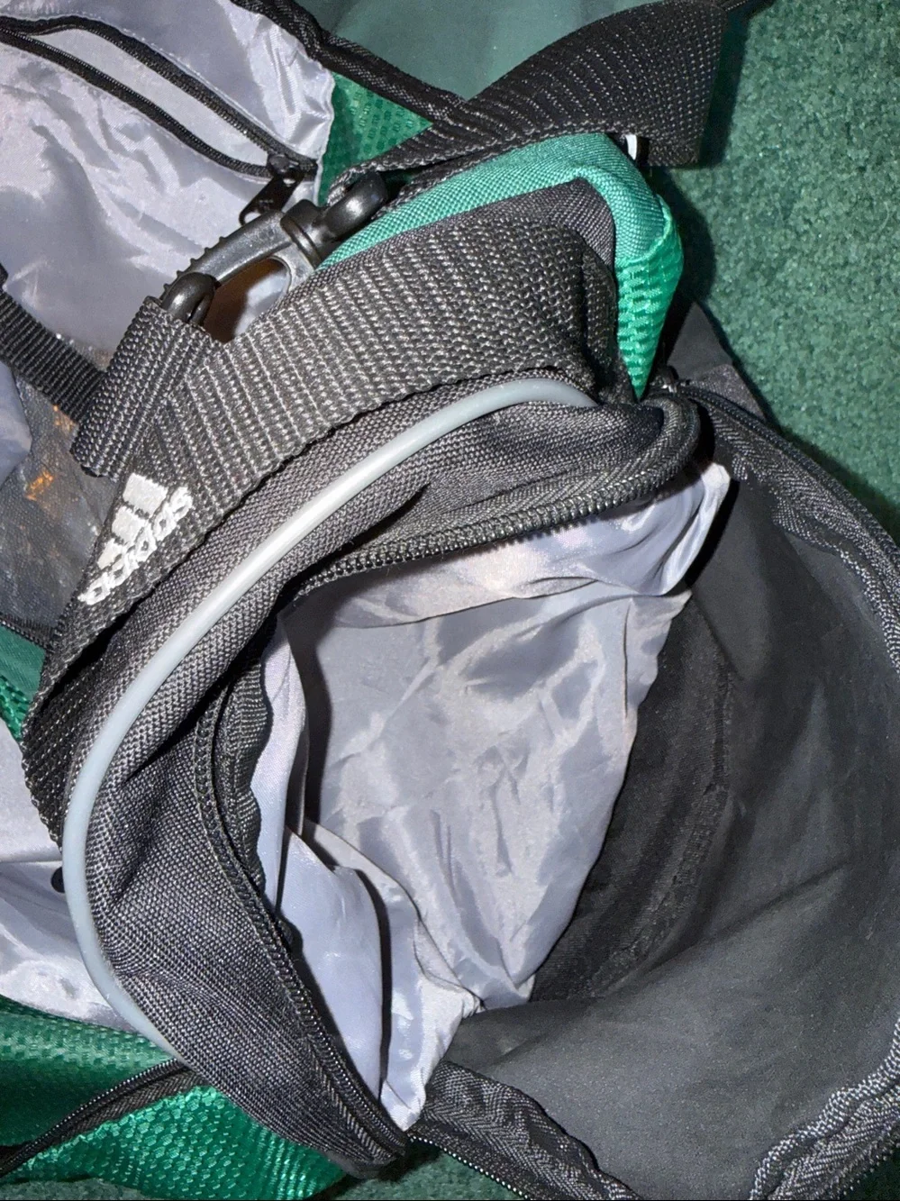 adidas Defender III green duffle bag 24x13x12 Emerald Green, multi-compartments